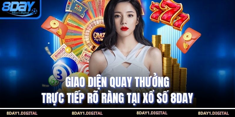 Giao diện quay thưởng trực tiếp rõ ràng tại Xổ Số 8Day
